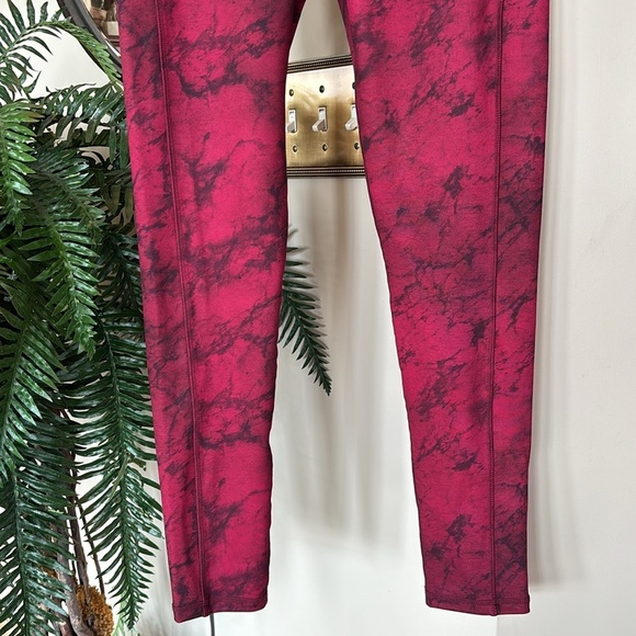 Brand New LegEnd Leggings Red Marble 7/8 High Waisted w/ Pockets Activewear - Picture 5 of 15